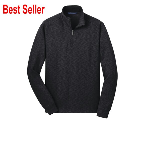 Slub Fleece Quarter Zip Pullover Classic Preppy Workwear Sophisticated Style